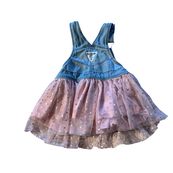 OshKosh B'gosh Denim and Pink Tulle Overall Skirt - Picture 2 of 3